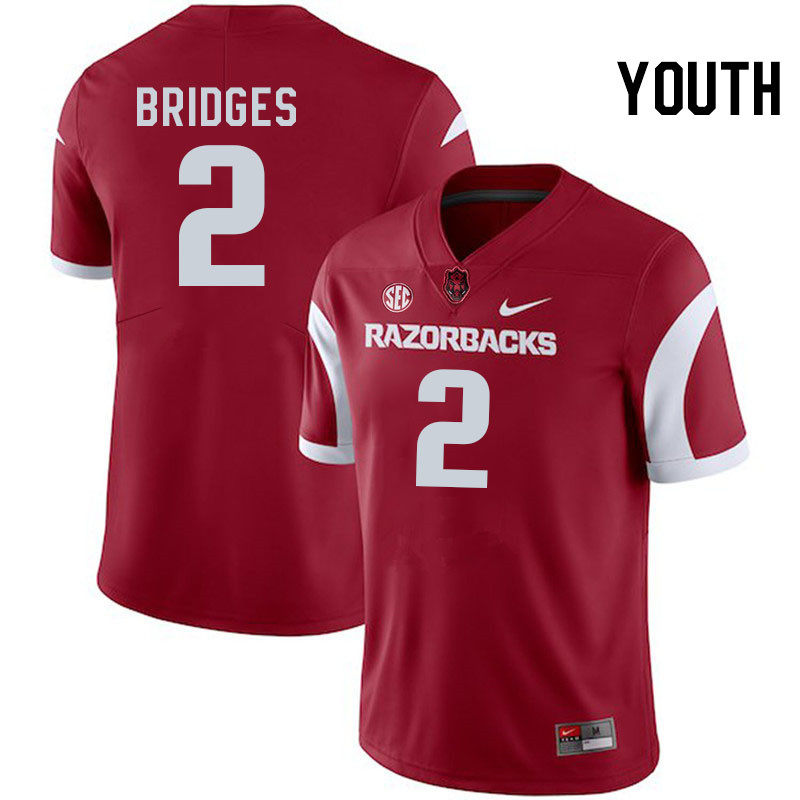 Youth #2 Selman Bridges Arkansas Razorbacks College Football Jerseys Stitched-Cardinal